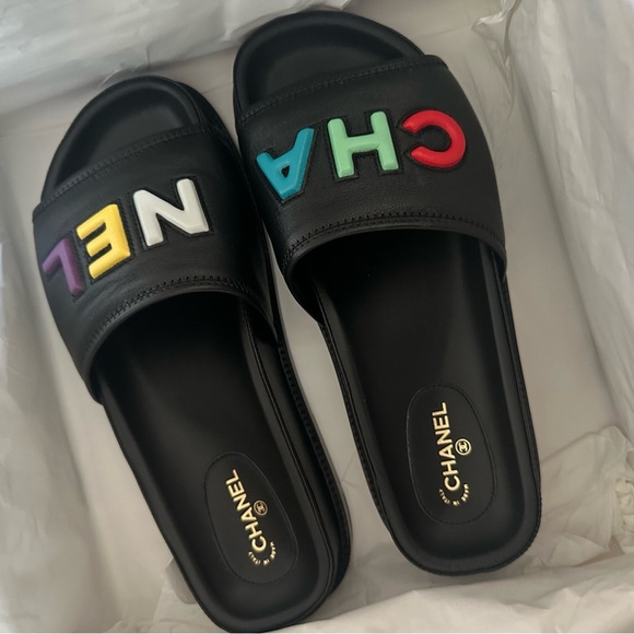 [ON HOLD] BNIB Chanel lettering slide sandals 39.5 - Picture 2 of 6